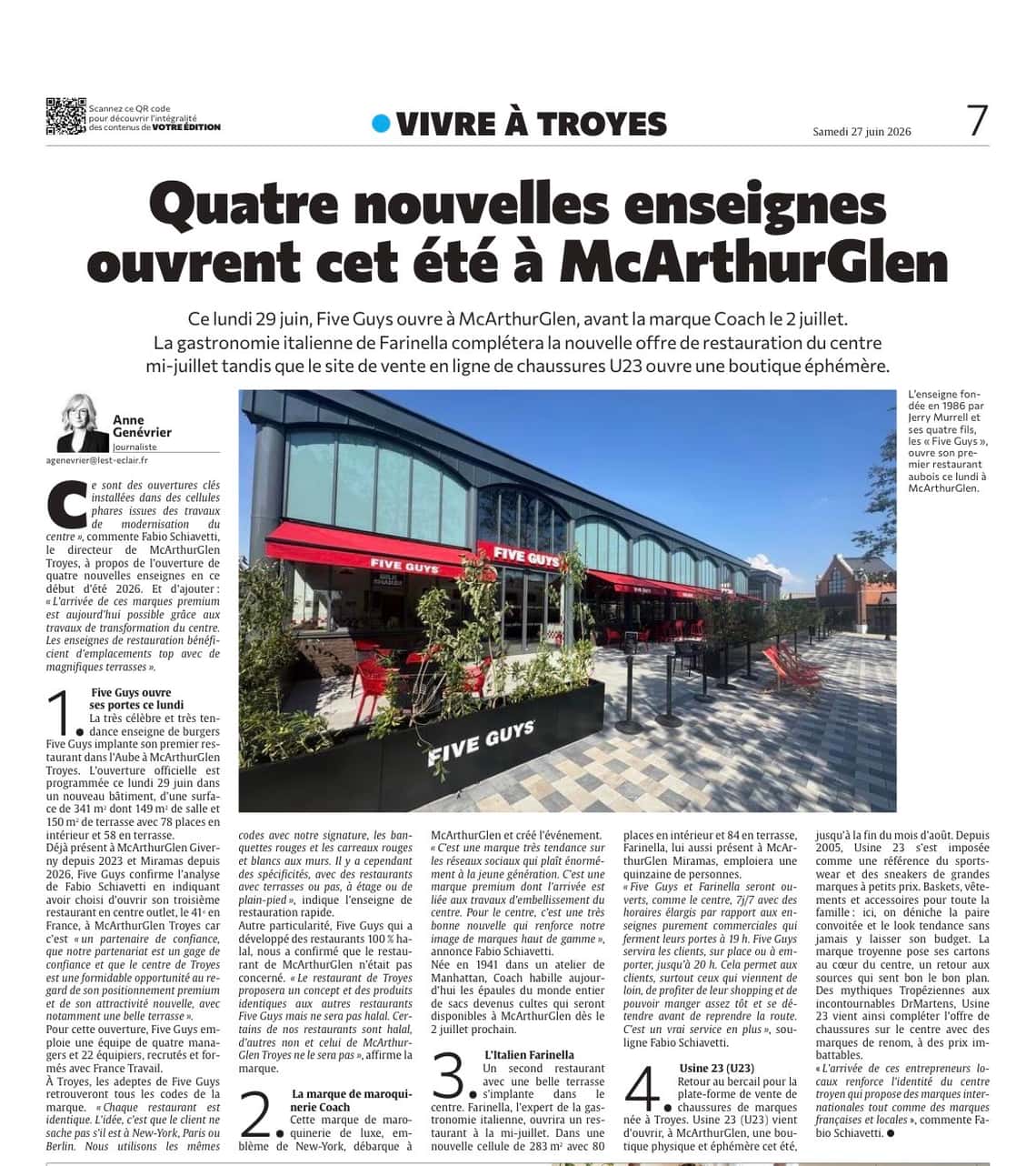 Five Guys, Coach et… : quatre nouvelles enseignes ouvrent cet été à McArthurGlen