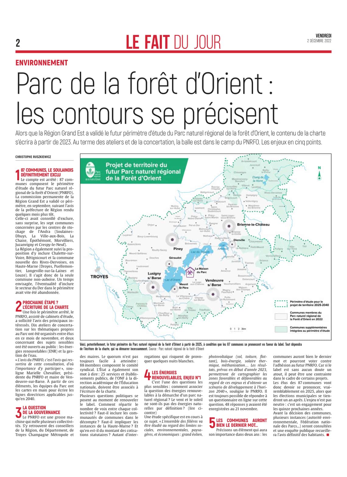 Parc de la forêt d’Orient : les contours se précisent