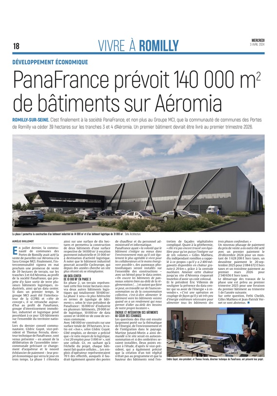 PanaFrance prévoit la construction de 140 000 m² de bâtiments économiques