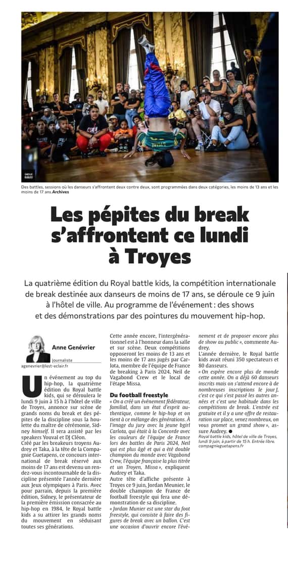 Les pépites du break s'affrontent ce lundi à Troyes !
