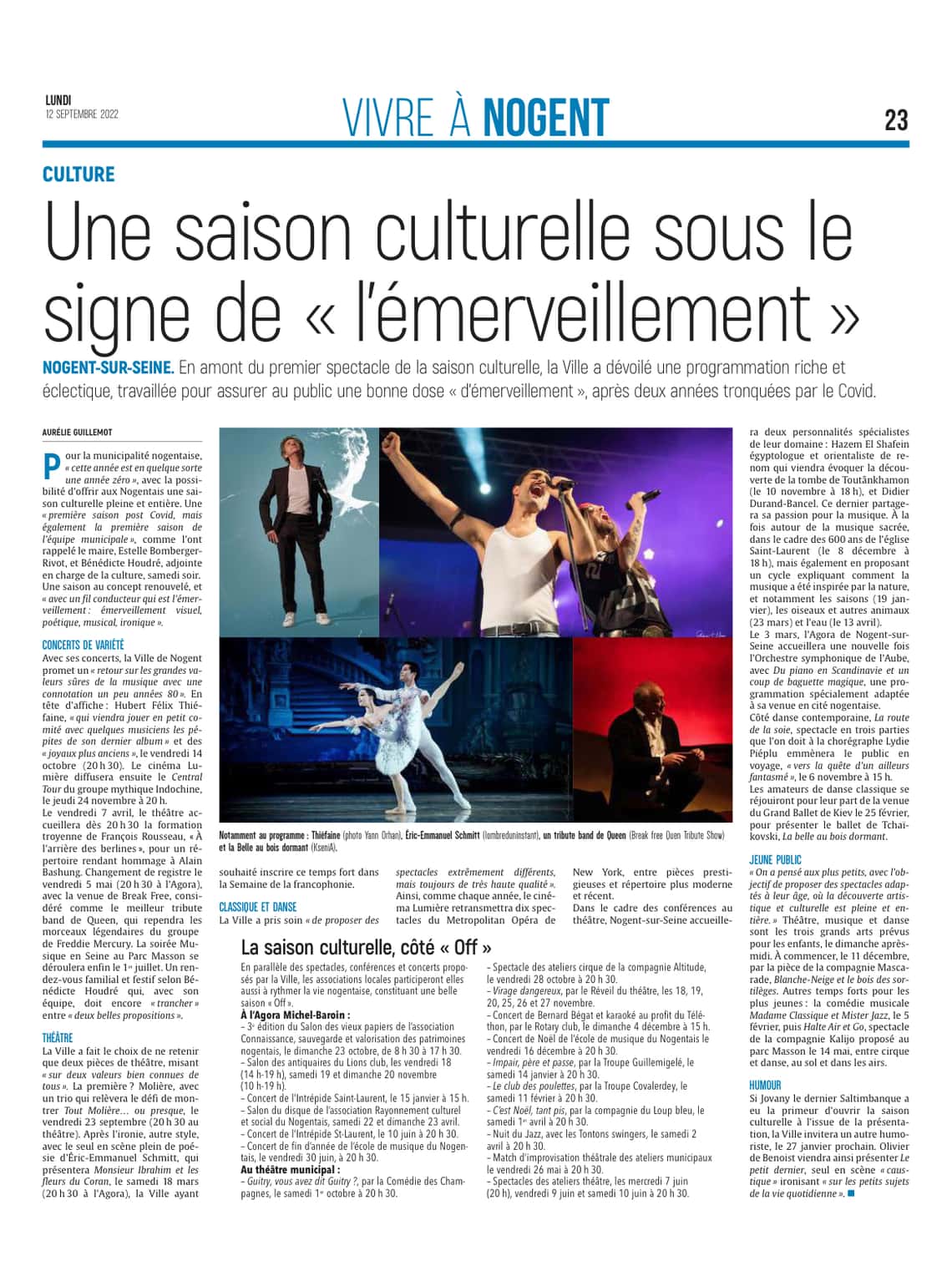 Nogent/Seine : Une saison culturelle sous le signe de l'émerveillement.
