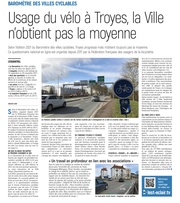 Usage du vélo à Troyes, la ville n'obtient pas la moyenne.