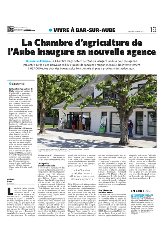 La Chambre d’agriculture de l’Aube a inauguré sa nouvelle agence à Brienne