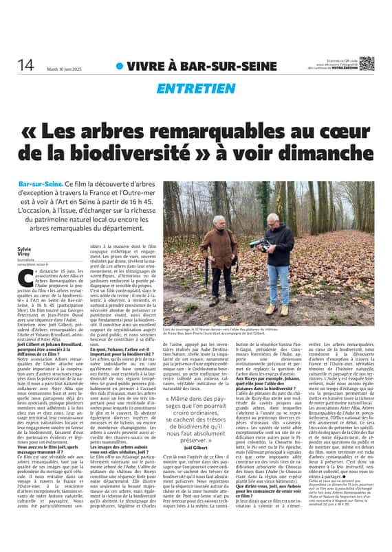Le film « Les arbres remarquables au cœur de la biodiversité » ce dimanche