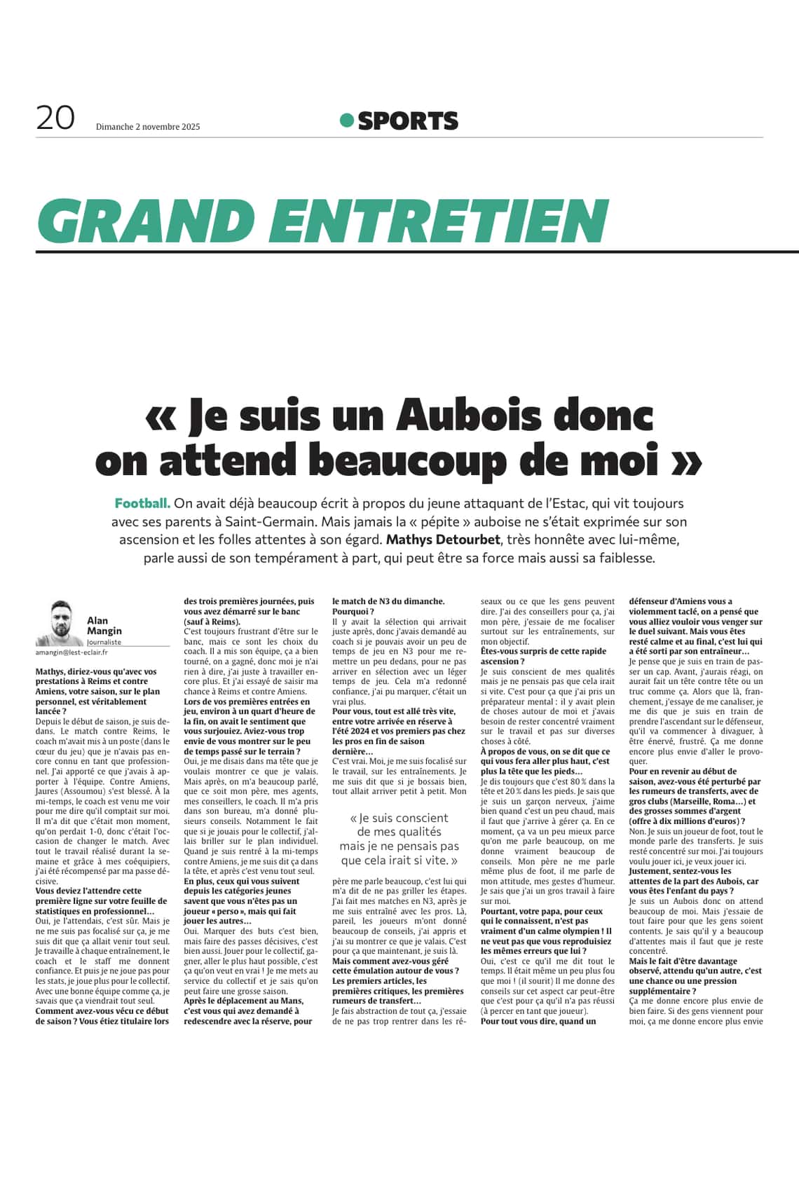 « Je suis un Aubois donc on attend beaucoup de moi »