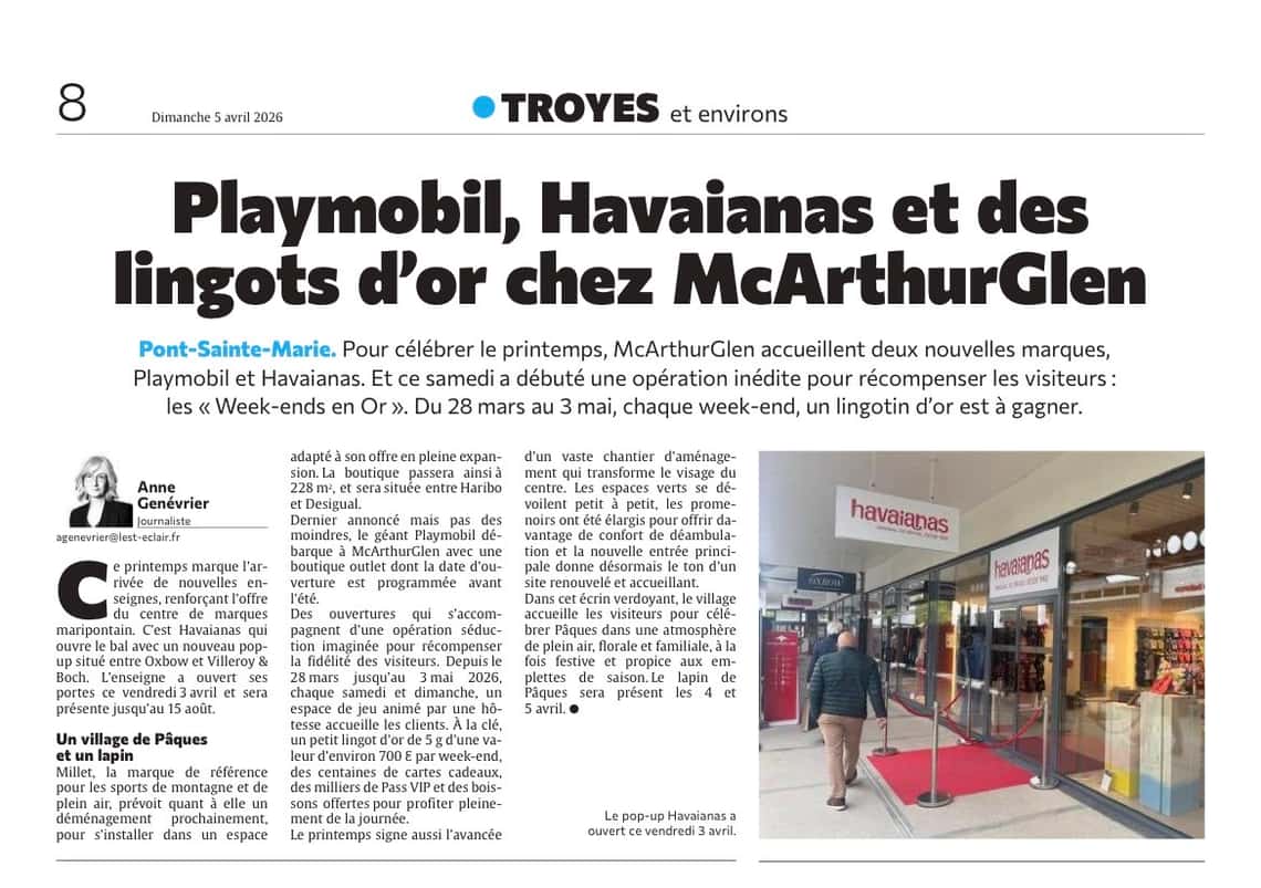 Playmobil, Havaianas, un lapin et des lingots d’or chez McArthurGlen