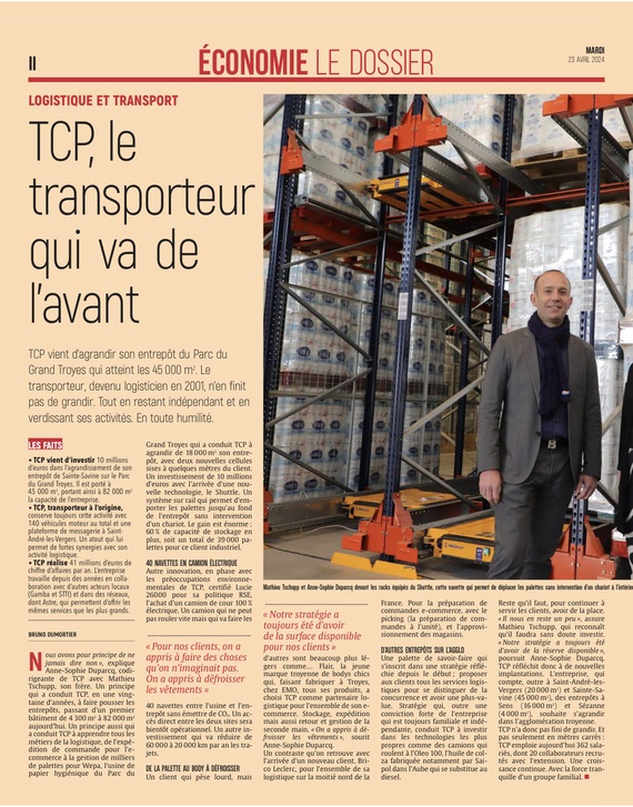 TCP tient toute la palette logistique.