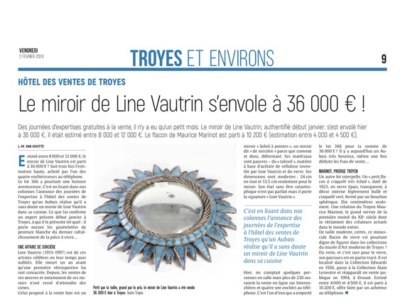 Vente aux enchères : le miroir de Line Vautrin s'envole à 36 000€