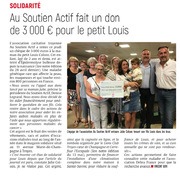 Au Soutien Actif fait un don de 3 000€ pour le petit Louis