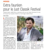 hommage à Gabriel Fauré dimanche 23 mars pour le Just Classik