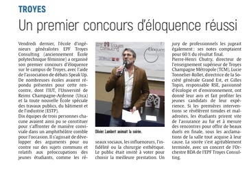 Un premier concours d’éloquence réussi pour l’EPF Troyes Consulting