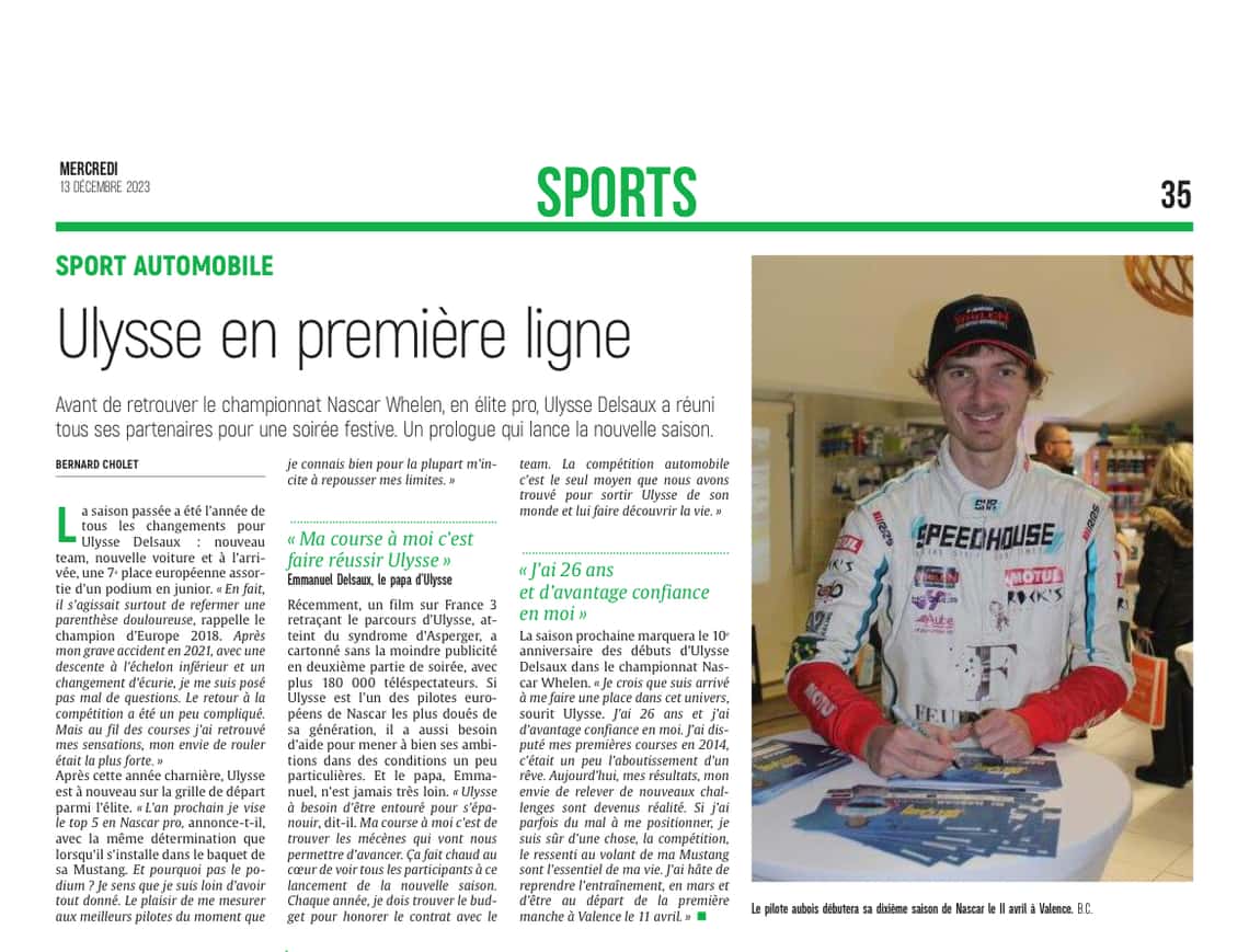 Ulysse Delsaux en première ligne