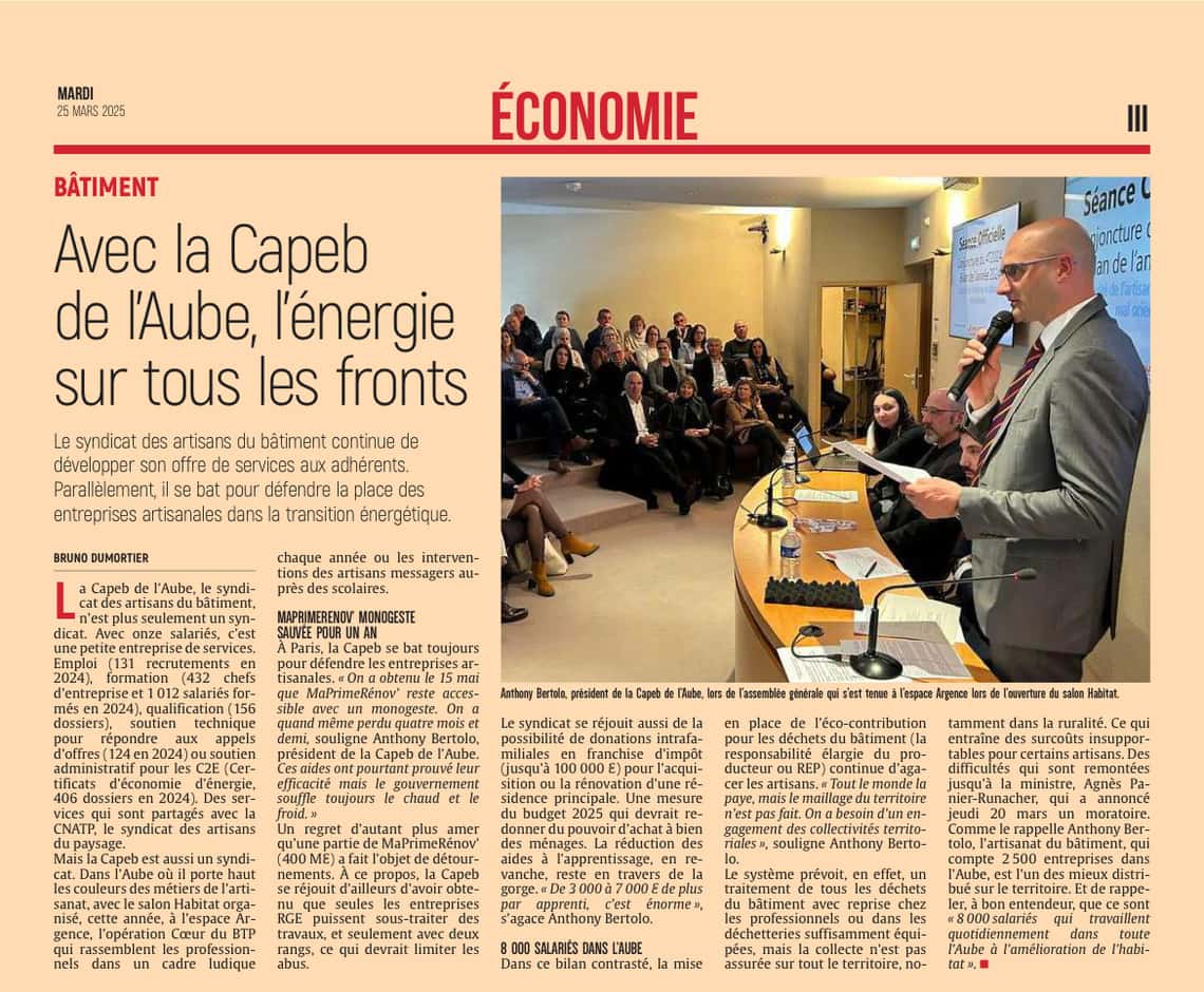 Avec la Capeb de l’Aube, l’énergie sur tous les fronts