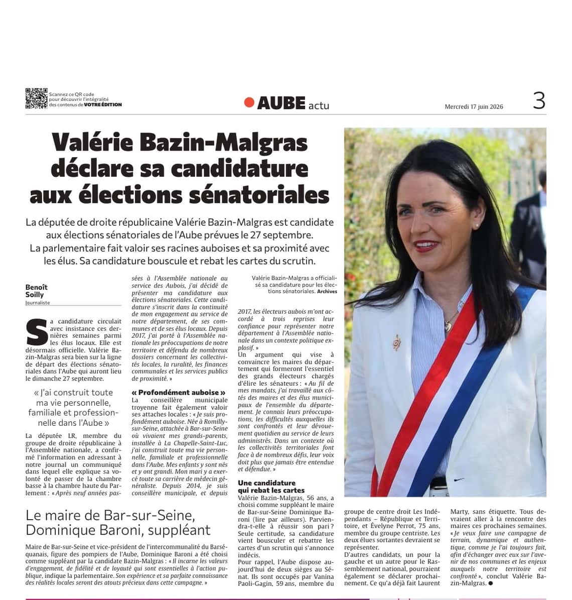 Valérie Bazin-Malgras déclare sa candidature aux élections sénatoriales