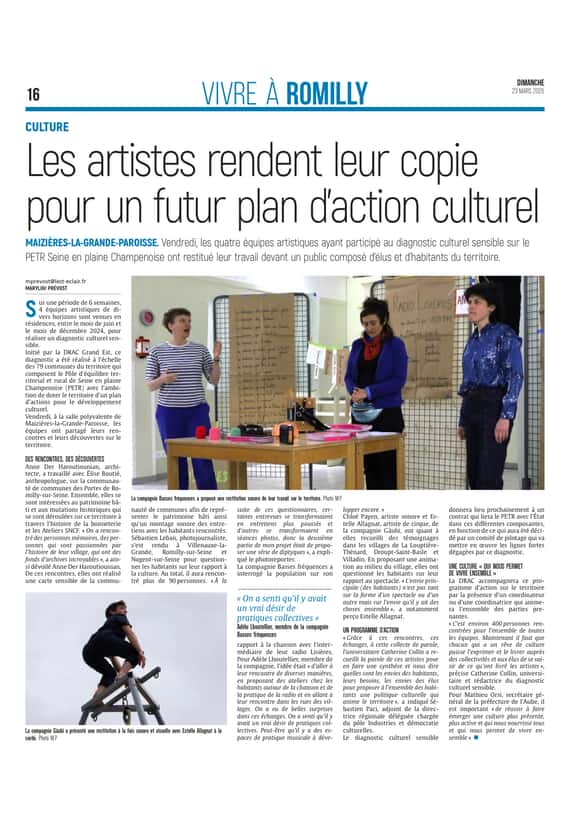 Les équipes artistiques du diagnostic culturel sensible rendent leur copie
