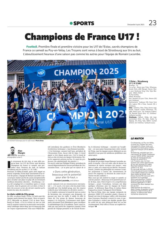 Les U17 de l’Estac champions de France !