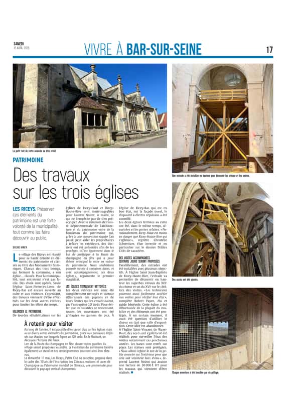 Des travaux sur les trois églises des Riceys