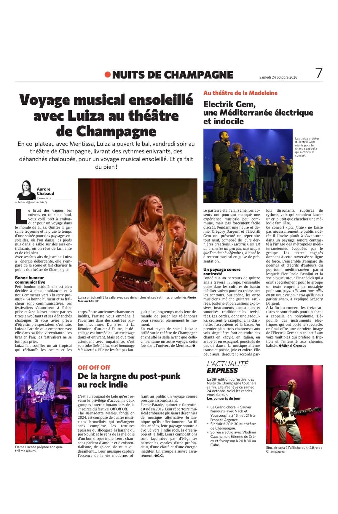 Voyage musical ensoleillé avec Luiza au theâtre de Champagne