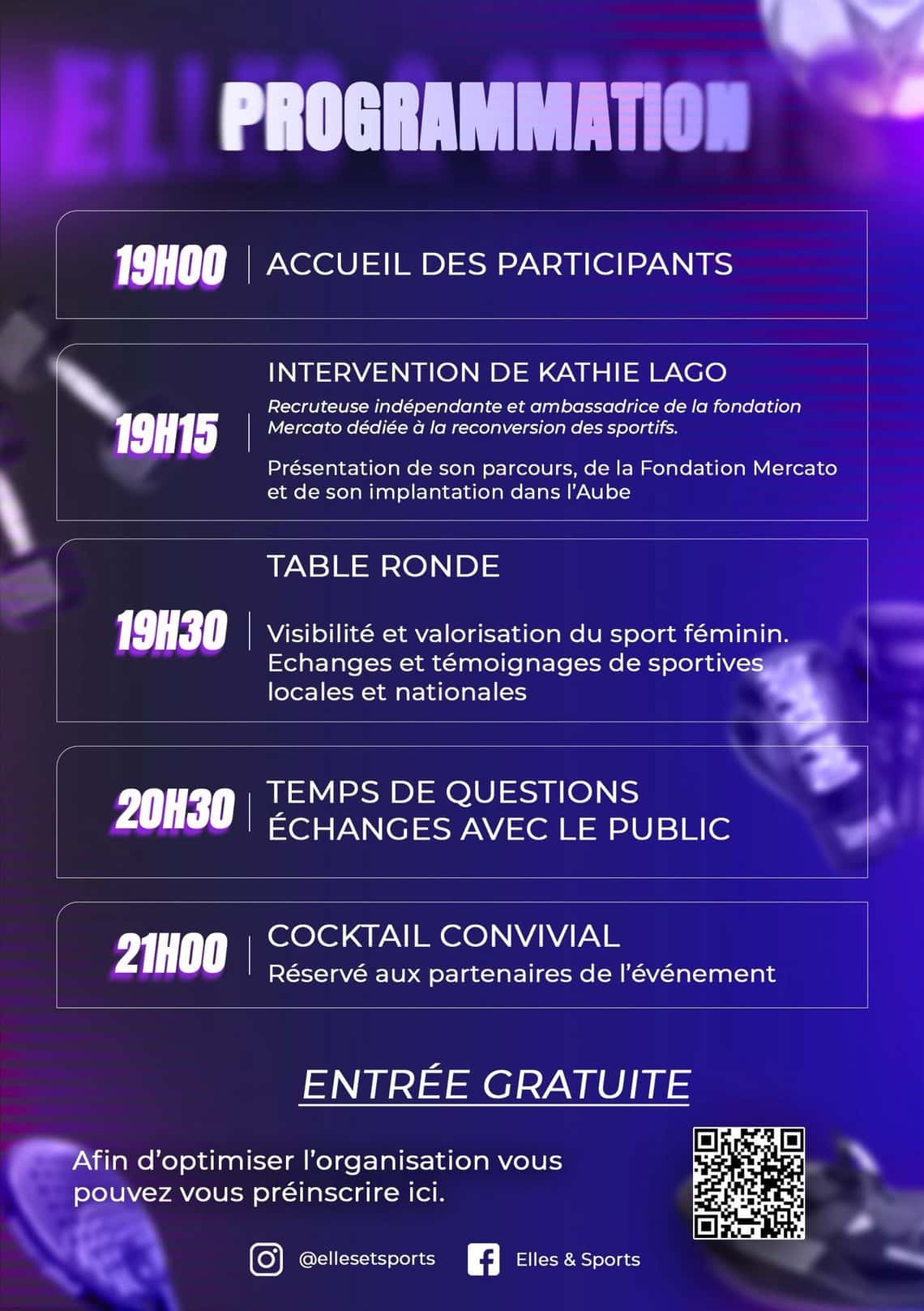 Elles & Sports le jeudi 6 novembre à YSCHOOLS.