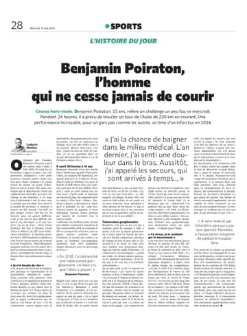 Benjamin Poiraton, l'homme qui ne cesse jamais de courir.