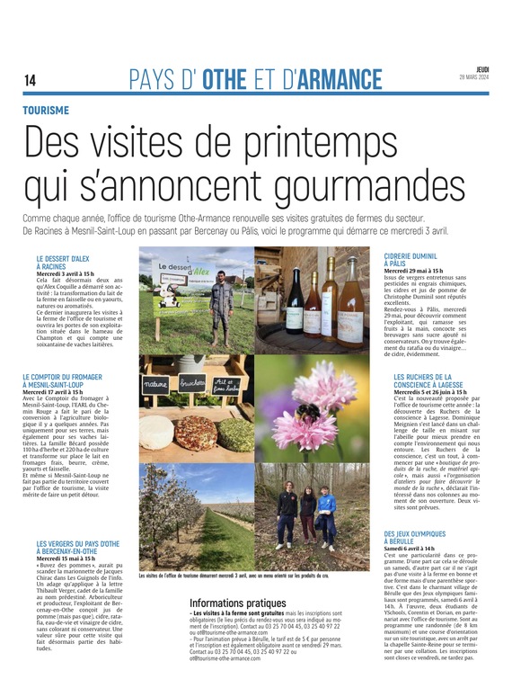 Des visites de printemps qui s'annoncent gourmandes.