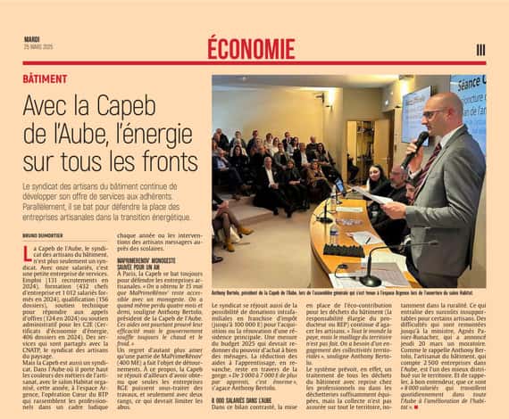 Avec la Capeb de l’Aube, l’énergie sur tous les fronts