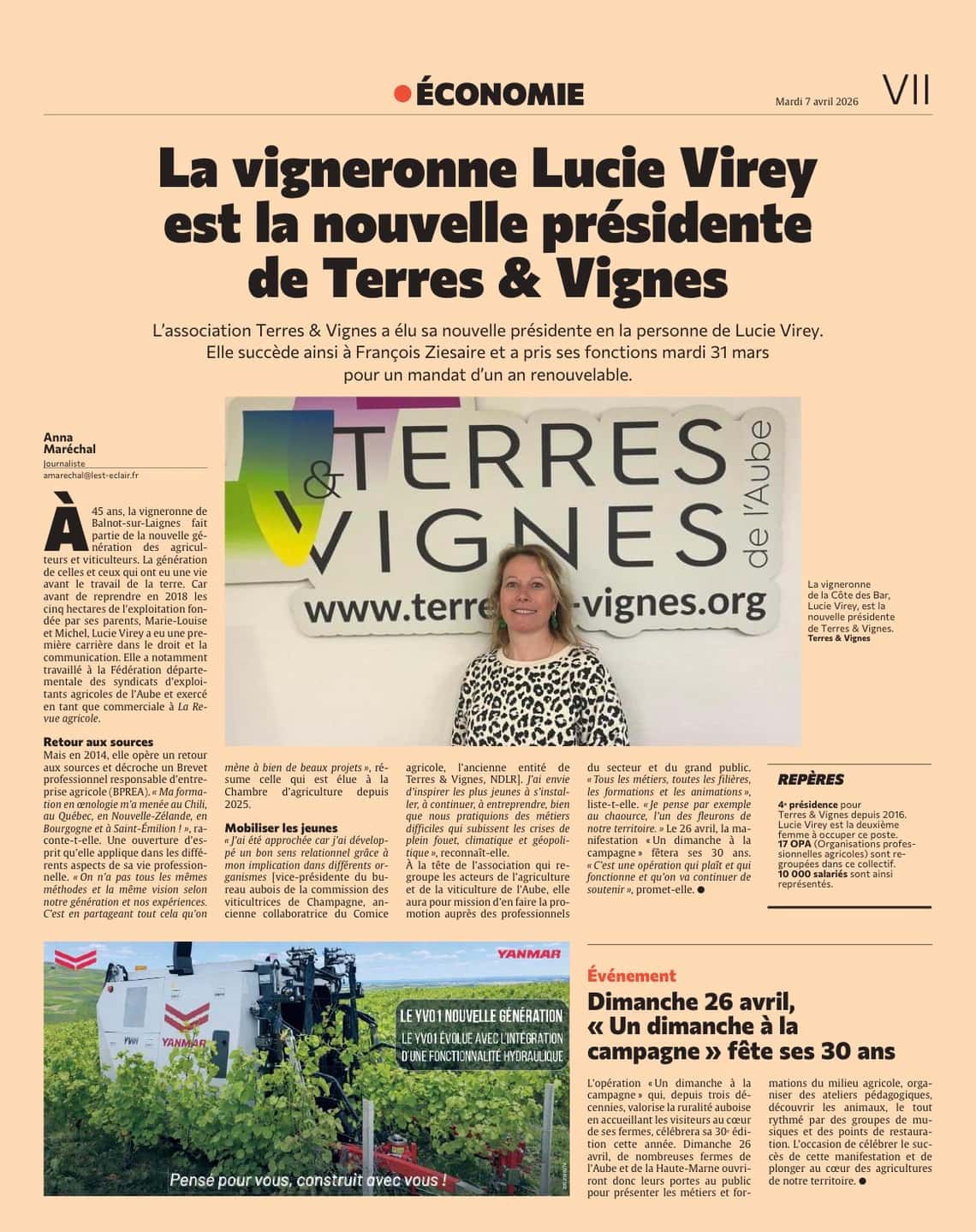 La vigneronne Lucie Virey est la nouvelle présidente de Terres & Vignes
