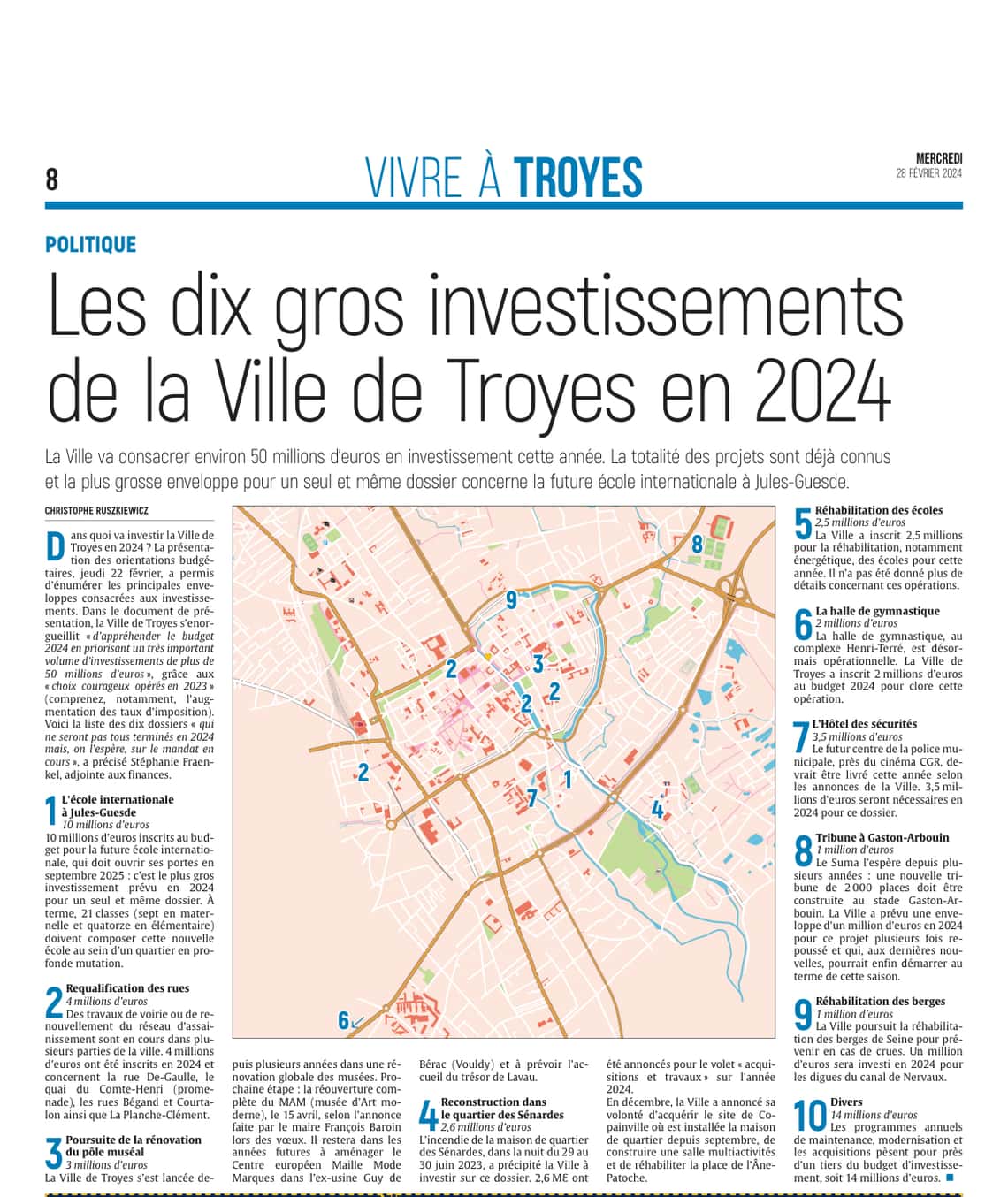 Dans quoi va investir la Ville de Troyes en 2024 ?