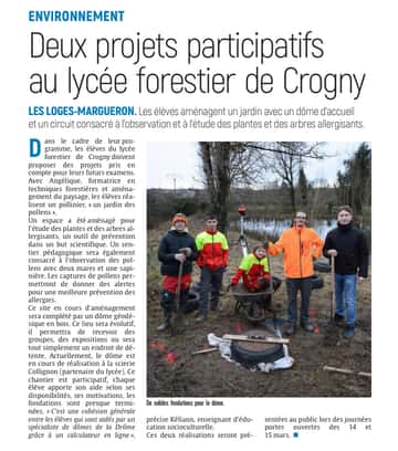 Deux projets participatifs des élèves du lycée forestier de Crogny