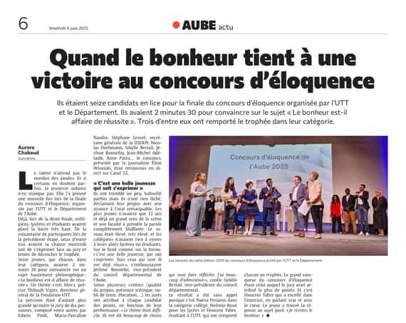 Quand le bonheur tient à une victoire au concours d’éloquence !