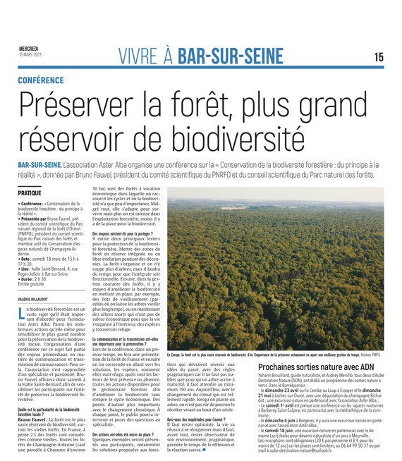 Bar-sur-Seine : préserver la forêt, plus grand réservoir de biodiversité