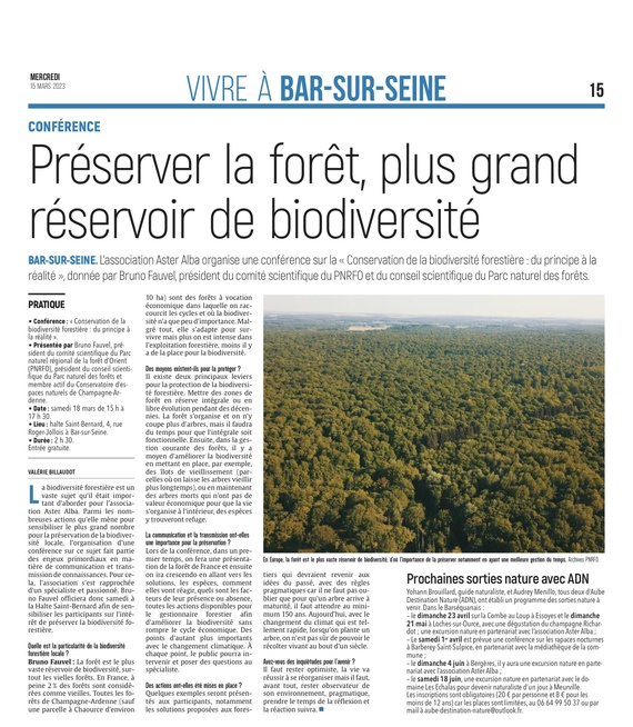 Bar-sur-Seine : préserver la forêt, plus grand réservoir de biodiversité