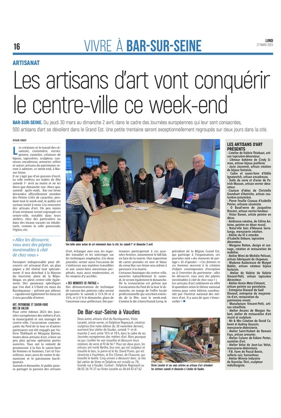 Les artisans d'art vont conquérir le centre ville ce week-end .