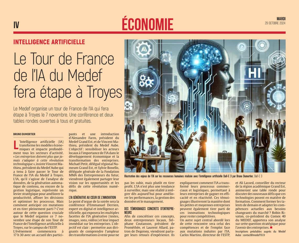 Le Tour de France de l’IA du Medef fera étape à Troyes !
