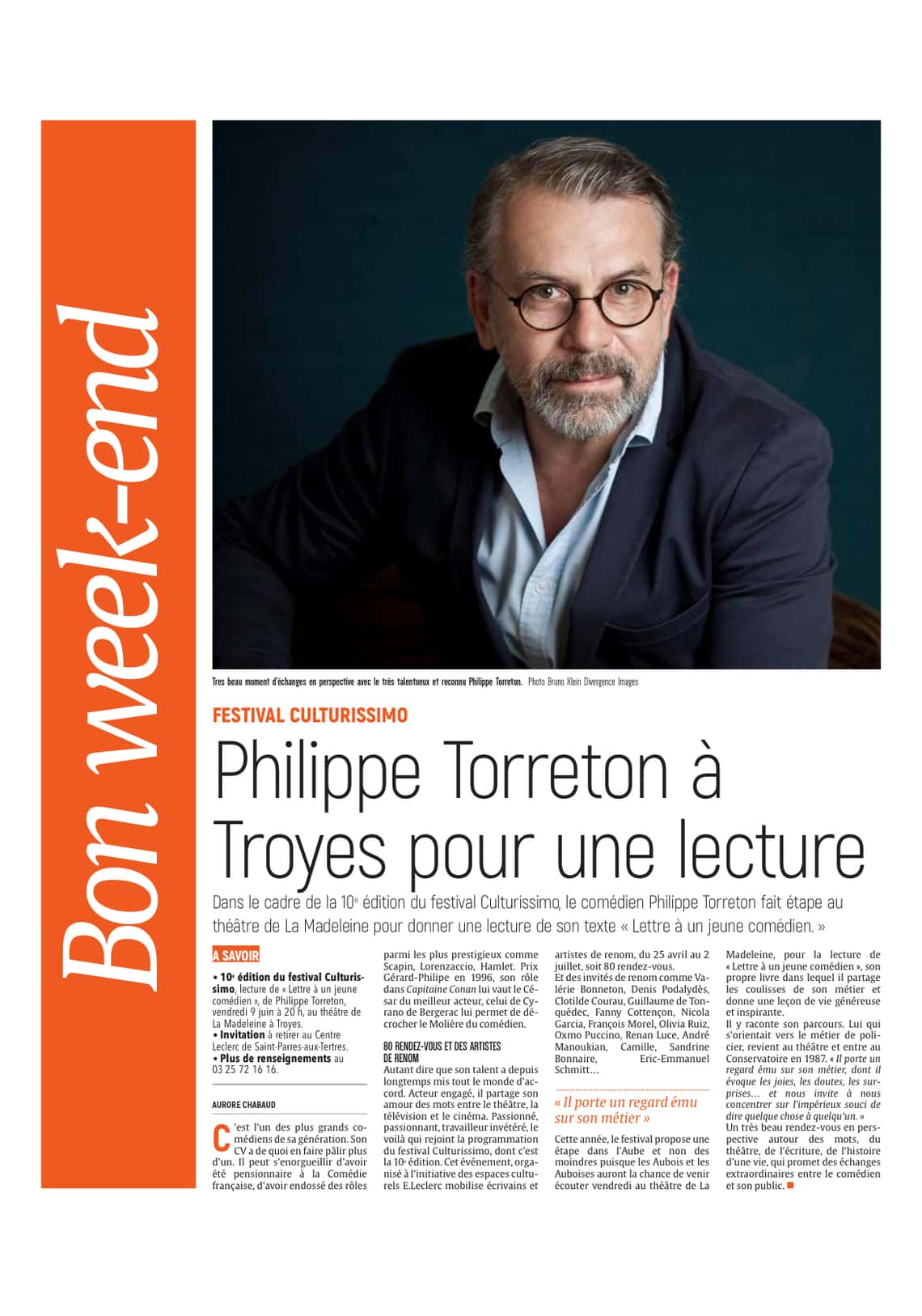 Philippe Torreton à Troyes vendredi 9 juin pour une lecture