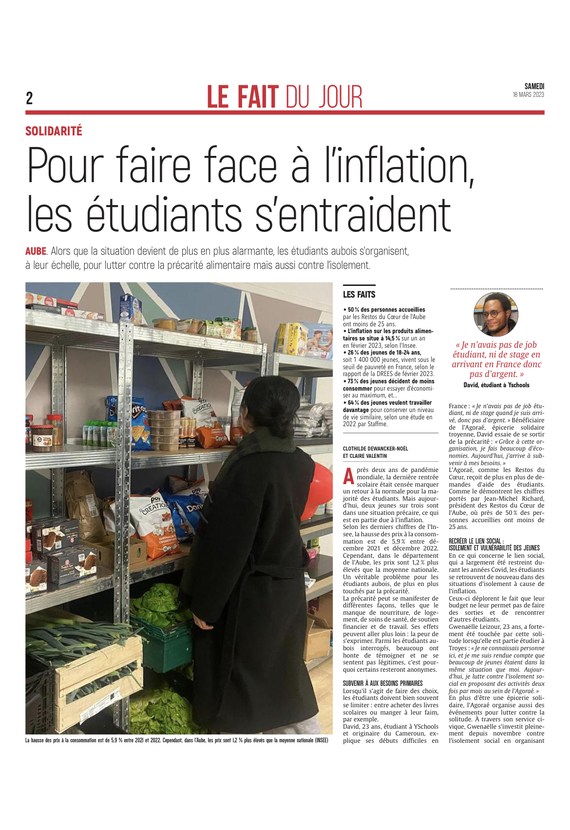 Pour faire face à l’inflation, les étudiants aubois s’entraident