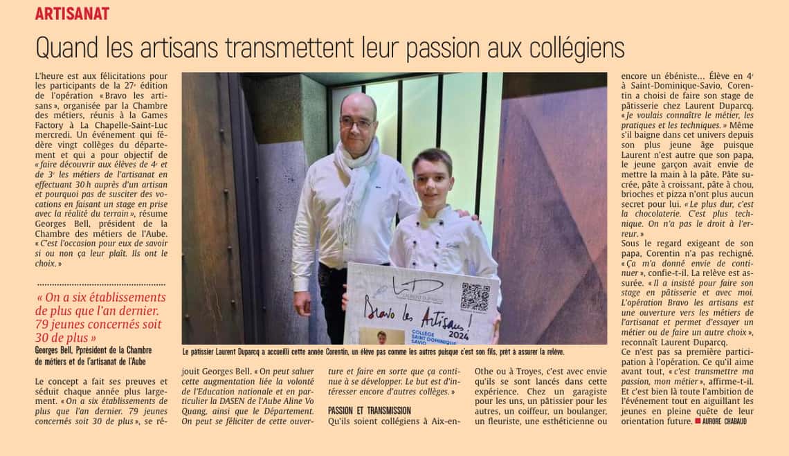 Quand les artisans transmettent leur passion aux collégiens.