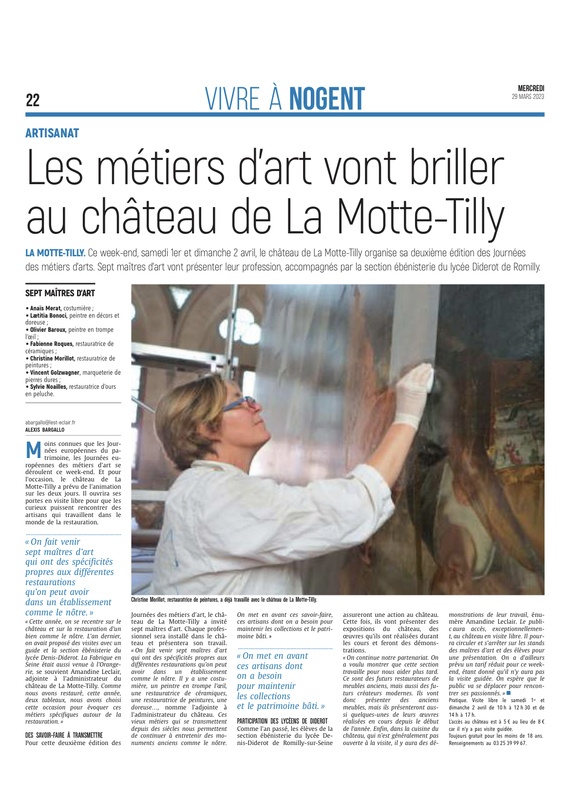 Les métiers d’art vont briller au château de La Motte-Tilly