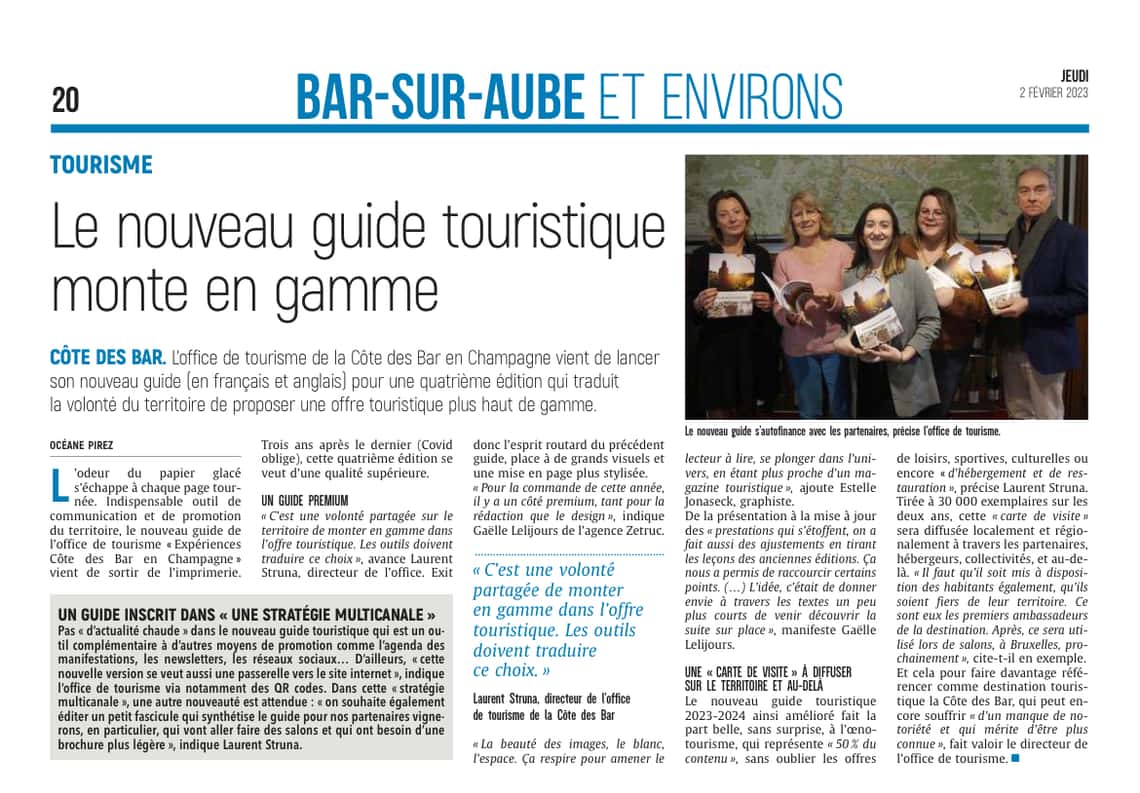 Côte des Bar : le nouveau guide touristique monte en gamme.