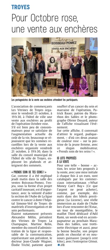 Pour Octobre Rose, une vente aux enchères.