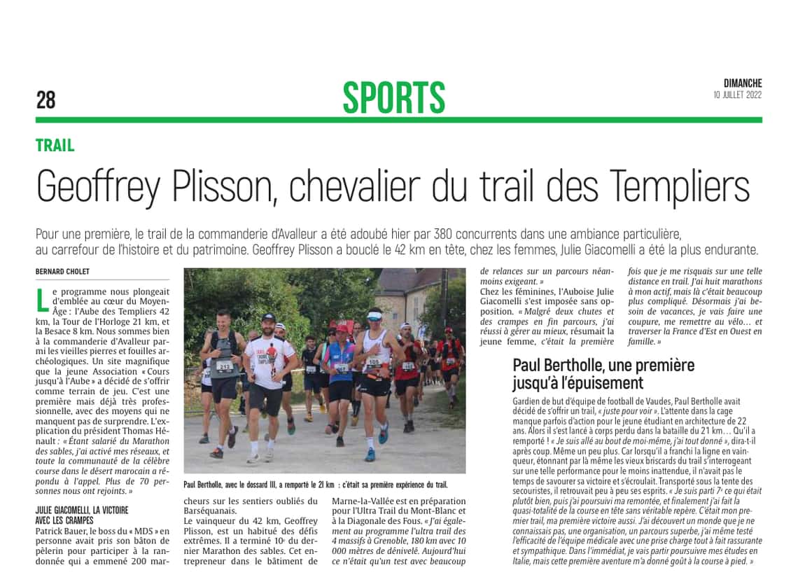Geoffrey Plisson, chevalier du trail des Templiers