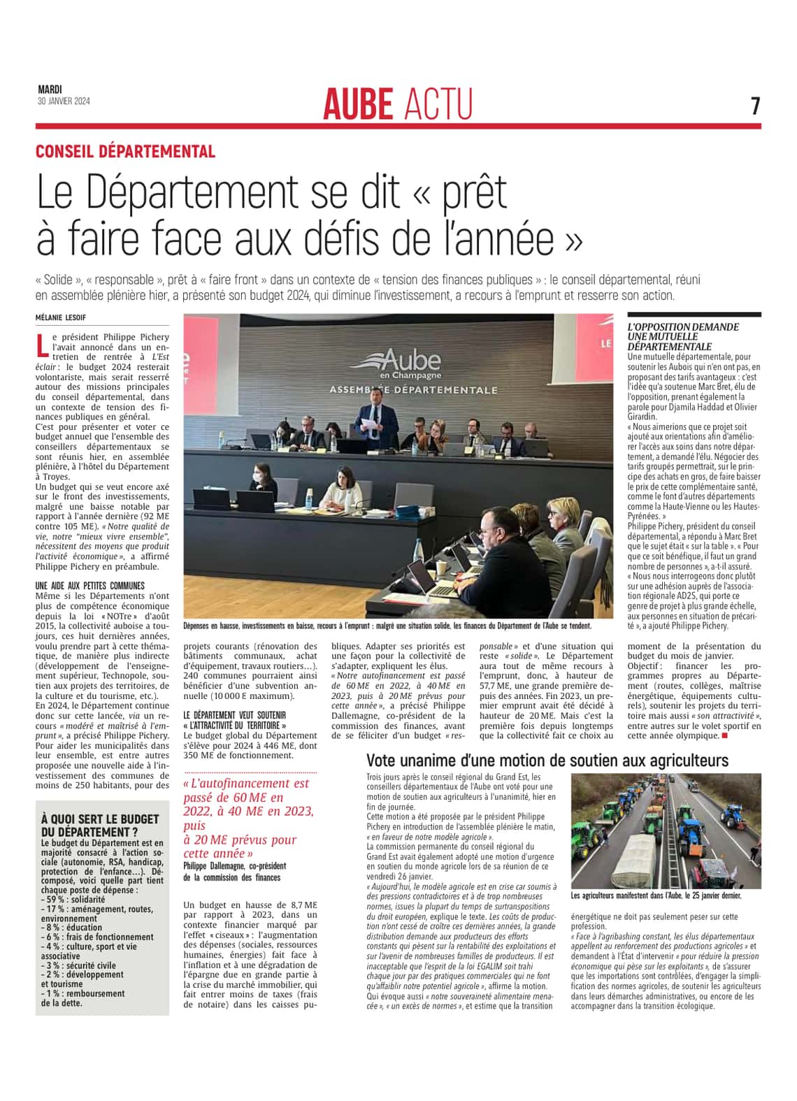 Le Département se dit «prêt à faire face aux défis de l’année»