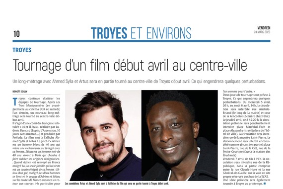 Tournage d’un film avec Ahmed Sylla et Artus au centre-ville de Troyes