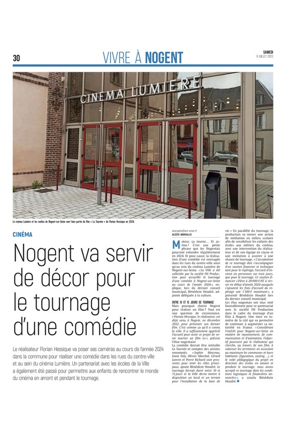Nogent-sur-Seine va servir de décor pour le tournage d’une comédie!