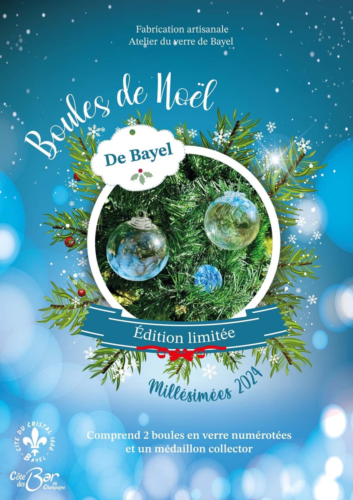 Réservez vos boules de Noël de l'atelier du verre de Bayel.