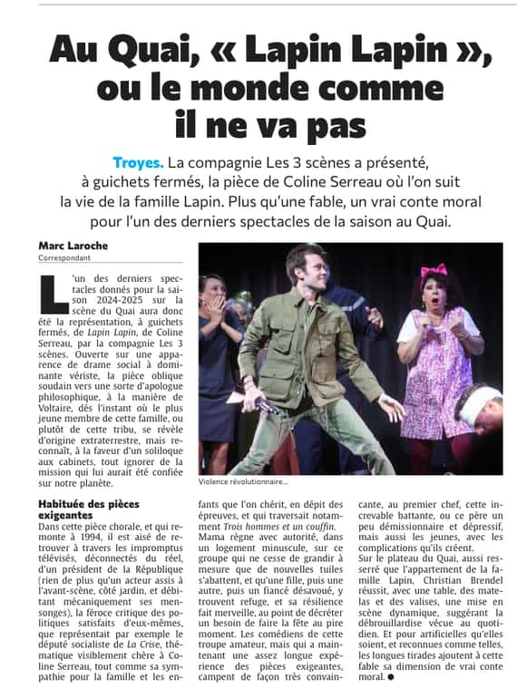 Au Quai, « Lapin Lapin », ou le monde comme il ne va pas