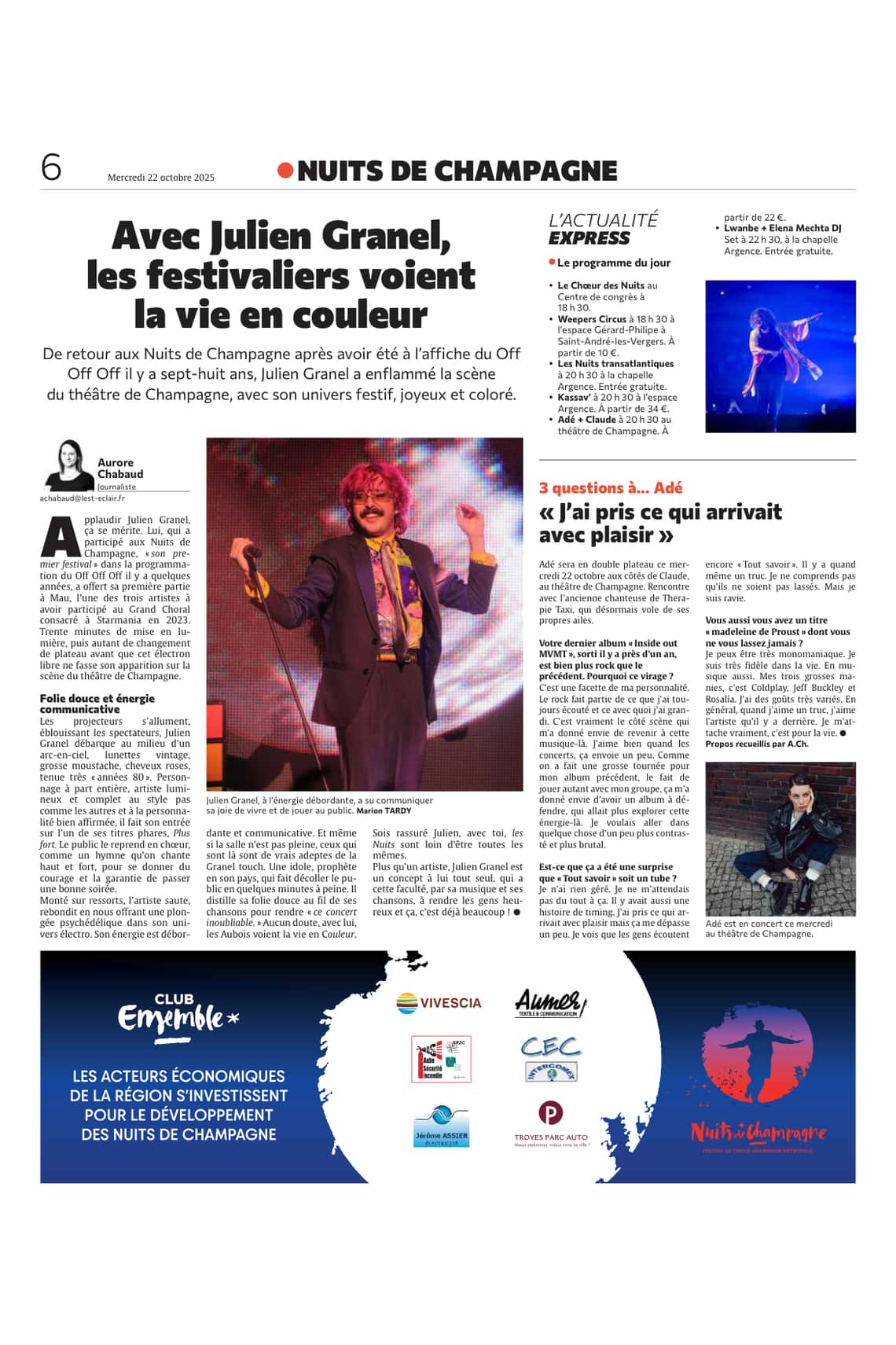 Avec Julien Granel, les festivaliers voient la vie en couleur