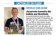 Journée tennis de table au féminin à Romilly mercredi 22 Décembre