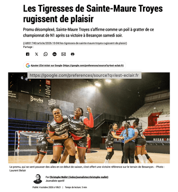 Les Tigresses de Sainte-Maure Troyes rugissent de plaisir