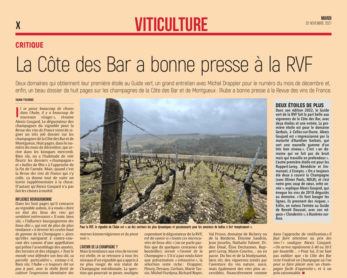 La Côte des Bar a bonne presse à la RVF.